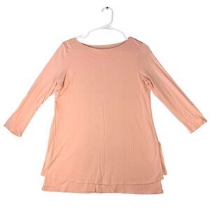 Pure Jill Boat Neck Layered Tunic Women Small Peach